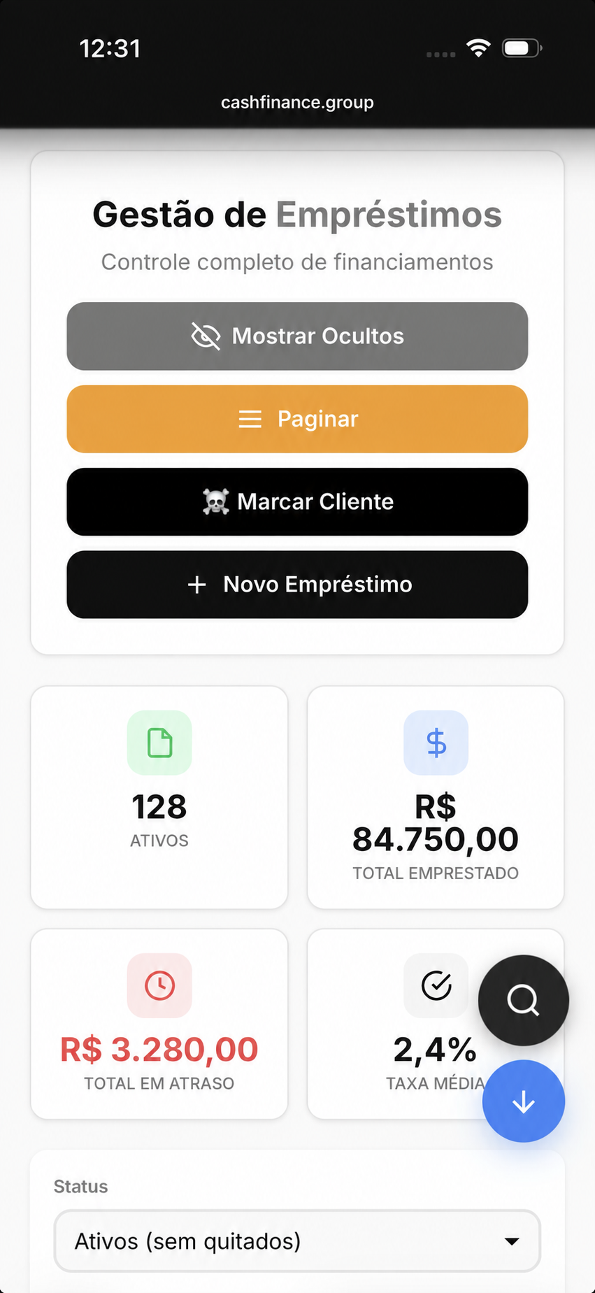 Resumo demonstrativo de empréstimos no BSPay
